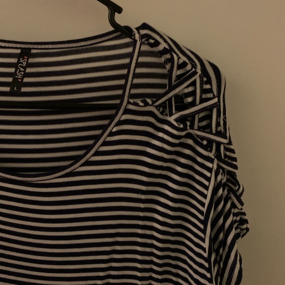 SPLASH brand size Large Blue & White airy sleeve WMS TOP - Picture 3 of 10